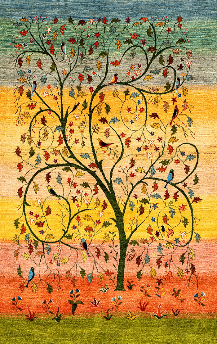 Prancing-Tree-of-Life-Spring-web-Gabbehs-Flora-Fauna.-170x240cm
